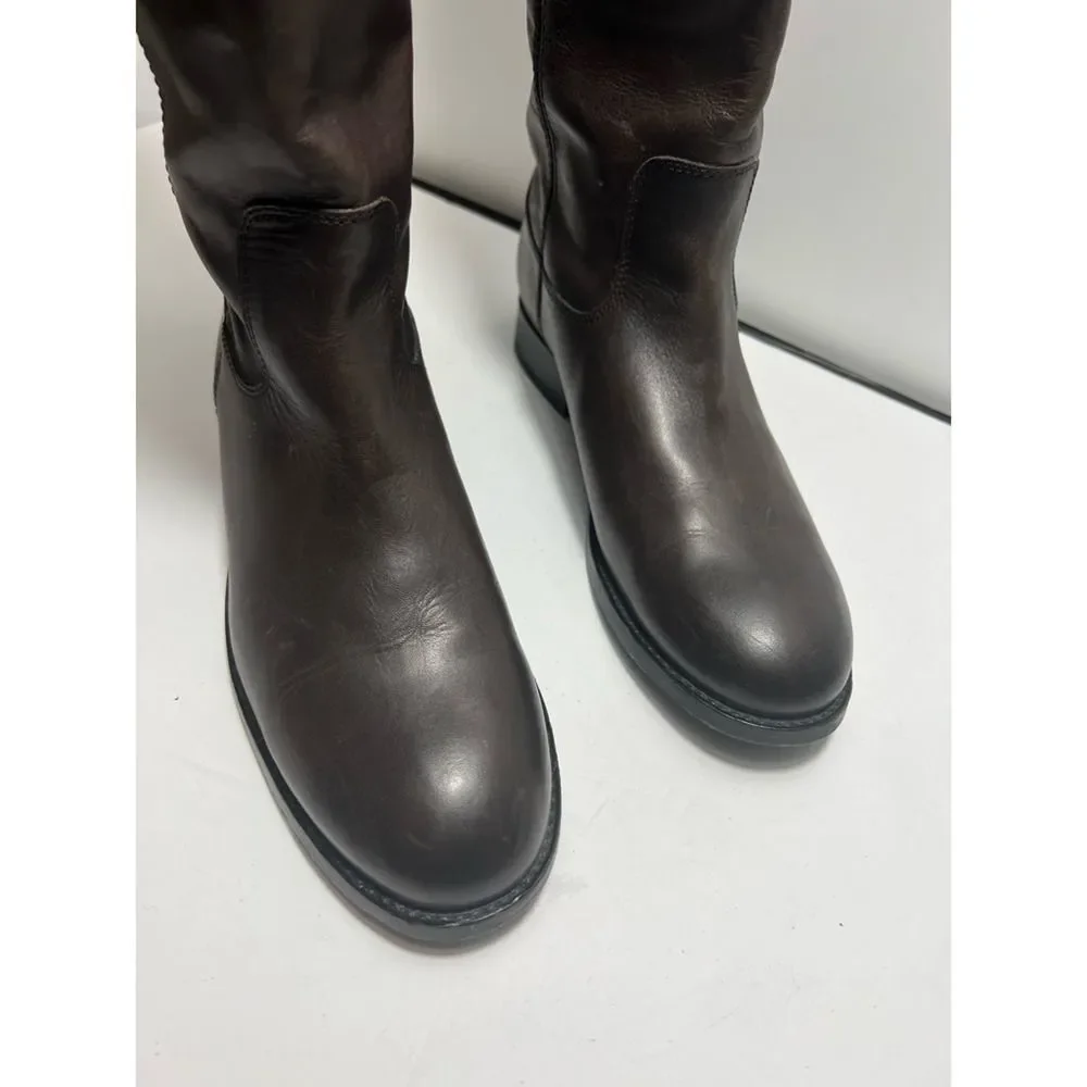 Frye Womens Melissa Button 2 Riding Boots Brown Leather Lined Knee High 6.5 B